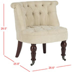Poltrona d'Appoggio Trapuntata Naturale, Tessuto Misto Cotone, Stile Classico Inglese, Sedia da Salotto