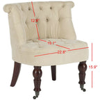 Poltrona d'Appoggio Trapuntata Naturale, Tessuto Misto Cotone, Stile Classico Inglese, Sedia da Salotto