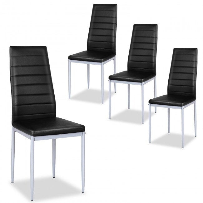 4 Sedie da pranzo eleganti in PVC con gambe in metallo massiccio - 40,6 x 50,8 x 97,8 (L x P x A)