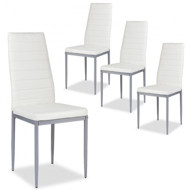 4 Sedie da pranzo eleganti in PVC con gambe in metallo massiccio - 40,6 x 50,8 x 97,8 (L x P x A)