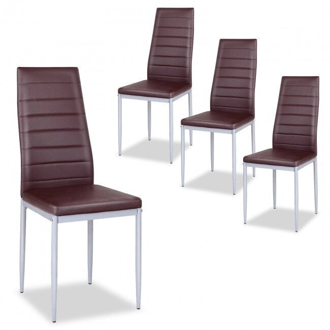 4 Sedie da pranzo eleganti in PVC con gambe in metallo massiccio - 40,6 x 50,8 x 97,8 (L x P x A)