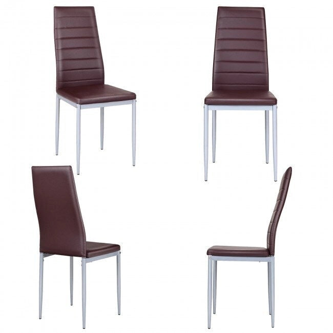 4 Sedie da pranzo eleganti in PVC con gambe in metallo massiccio - 40,6 x 50,8 x 97,8 (L x P x A)
