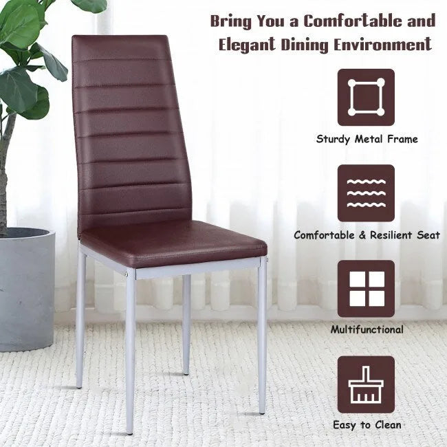 4 Sedie da pranzo eleganti in PVC con gambe in metallo massiccio - 40,6 x 50,8 x 97,8 (L x P x A)