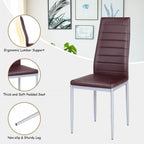 4 Sedie da pranzo eleganti in PVC con gambe in metallo massiccio - 40,6 x 50,8 x 97,8 (L x P x A)