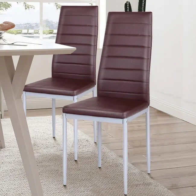 4 Sedie da pranzo eleganti in PVC con gambe in metallo massiccio - 40,6 x 50,8 x 97,8 (L x P x A)