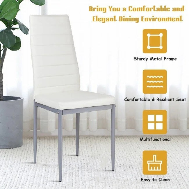 4 Sedie da pranzo eleganti in PVC con gambe in metallo massiccio - 40,6 x 50,8 x 97,8 (L x P x A)