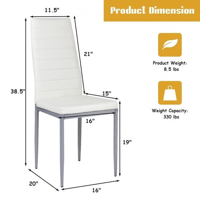 4 Sedie da pranzo eleganti in PVC con gambe in metallo massiccio - 40,6 x 50,8 x 97,8 (L x P x A)
