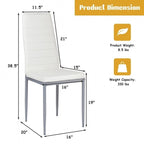 4 Sedie da pranzo eleganti in PVC con gambe in metallo massiccio - 40,6 x 50,8 x 97,8 (L x P x A)