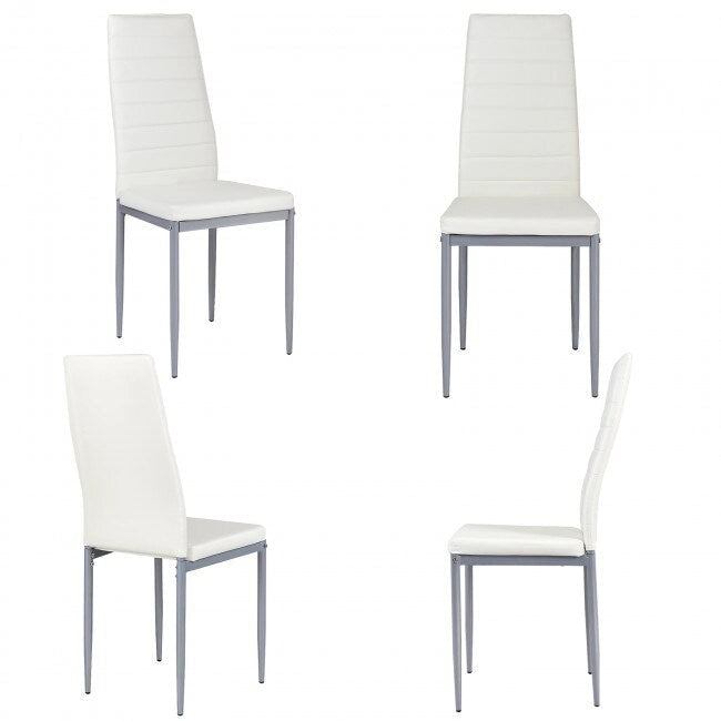 4 Sedie da pranzo eleganti in PVC con gambe in metallo massiccio - 40,6 x 50,8 x 97,8 (L x P x A)