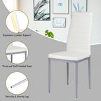 4 Sedie da pranzo eleganti in PVC con gambe in metallo massiccio - 40,6 x 50,8 x 97,8 (L x P x A)