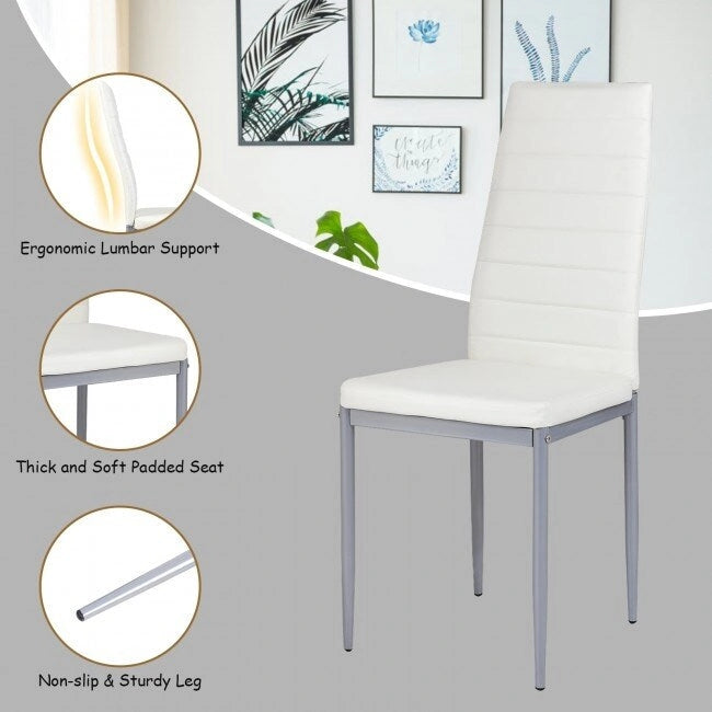 4 Sedie da pranzo eleganti in PVC con gambe in metallo massiccio - 40,6 x 50,8 x 97,8 (L x P x A)