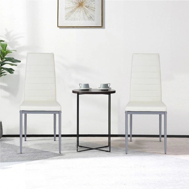 4 Sedie da pranzo eleganti in PVC con gambe in metallo massiccio - 40,6 x 50,8 x 97,8 (L x P x A)