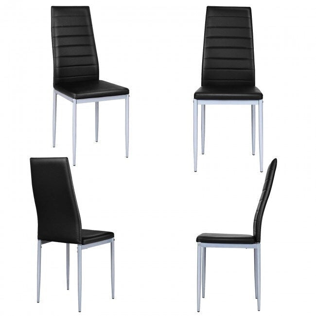 4 Sedie da pranzo eleganti in PVC con gambe in metallo massiccio - 40,6 x 50,8 x 97,8 (L x P x A)