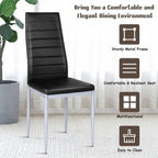 4 Sedie da pranzo eleganti in PVC con gambe in metallo massiccio - 40,6 x 50,8 x 97,8 (L x P x A)
