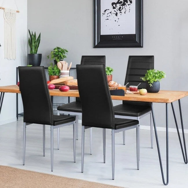 4 Sedie da pranzo eleganti in PVC con gambe in metallo massiccio - 40,6 x 50,8 x 97,8 (L x P x A)