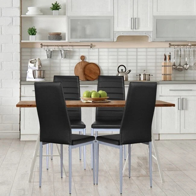 4 Sedie da pranzo eleganti in PVC con gambe in metallo massiccio - 40,6 x 50,8 x 97,8 (L x P x A)