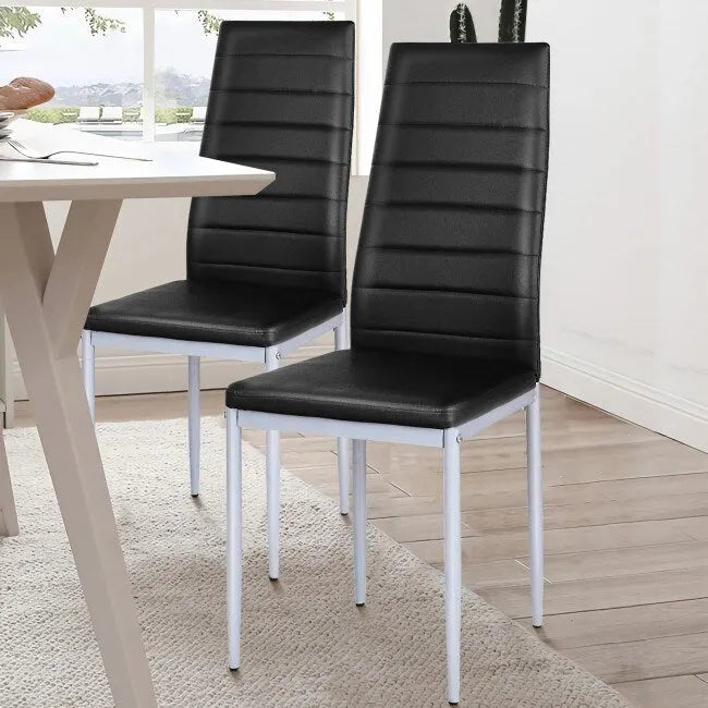 4 Sedie da pranzo eleganti in PVC con gambe in metallo massiccio - 40,6 x 50,8 x 97,8 (L x P x A)