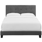 Letto matrimoniale in velluto imbottito con piattaforma, design lussuoso, non necessita di box spring