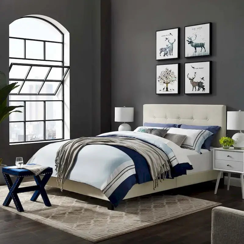 Letto matrimoniale in velluto imbottito con piattaforma, design lussuoso, non necessita di box spring