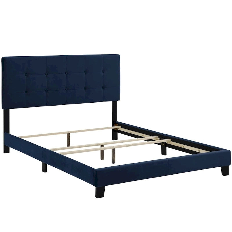Letto matrimoniale in velluto imbottito con piattaforma, design lussuoso, non necessita di box spring