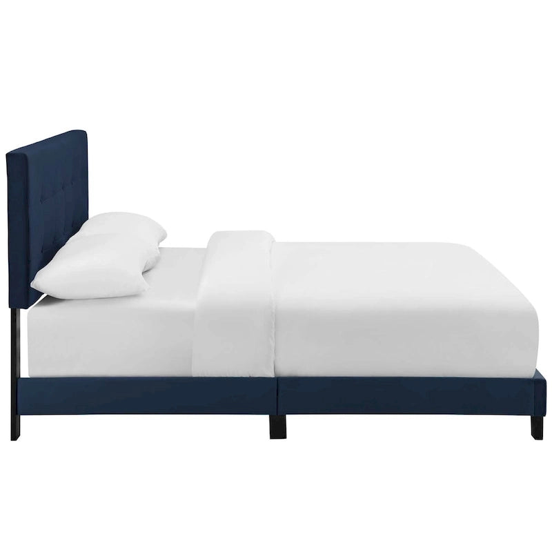Letto matrimoniale in velluto imbottito con piattaforma, design lussuoso, non necessita di box spring