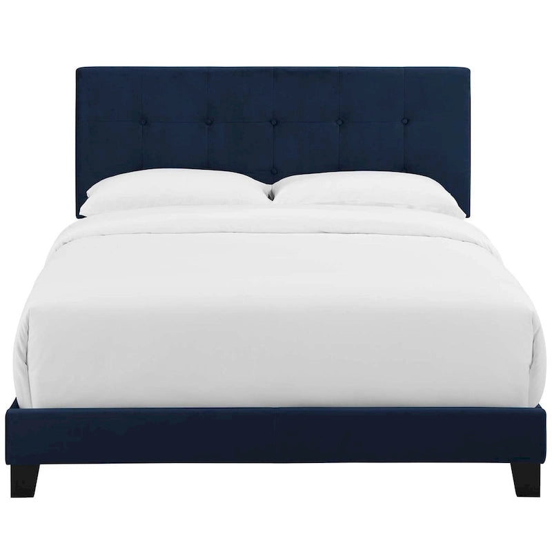 Letto matrimoniale in velluto imbottito con piattaforma, design lussuoso, non necessita di box spring