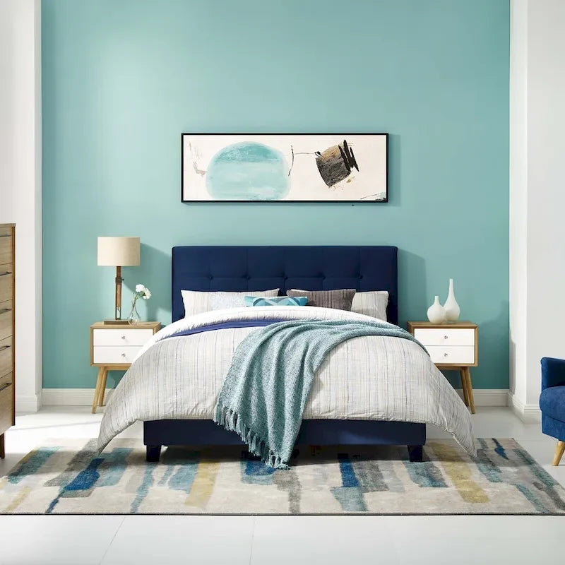 Letto matrimoniale in velluto imbottito con piattaforma, design lussuoso, non necessita di box spring