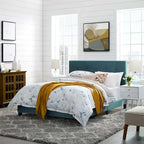 Letto matrimoniale in velluto imbottito con piattaforma, design lussuoso, non necessita di box spring