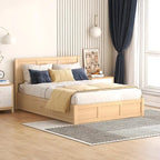 Letto a piattaforma in legno con contenitore sottostante e 2 cassetti