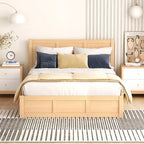 Letto a piattaforma in legno con contenitore sottostante e 2 cassetti