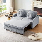 Divano Letto Loveseat con Schienale Regolabile Trapuntato a Bottone, 2 Porte USB e 4 Cuscini