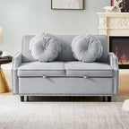 Divano Letto Loveseat con Schienale Regolabile Trapuntato a Bottone, 2 Porte USB e 4 Cuscini