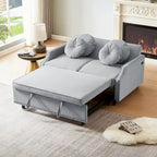 Divano Letto Loveseat con Schienale Regolabile Trapuntato a Bottone, 2 Porte USB e 4 Cuscini