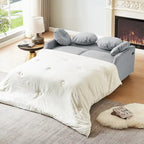 Divano Letto Loveseat con Schienale Regolabile Trapuntato a Bottone, 2 Porte USB e 4 Cuscini
