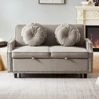 Divano Letto Loveseat con Schienale Regolabile Trapuntato a Bottone, 2 Porte USB e 4 Cuscini