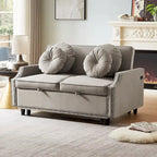 Divano Letto Loveseat con Schienale Regolabile Trapuntato a Bottone, 2 Porte USB e 4 Cuscini
