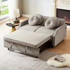 Divano Letto Loveseat con Schienale Regolabile Trapuntato a Bottone, 2 Porte USB e 4 Cuscini