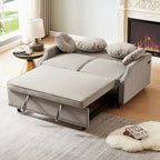 Divano Letto Loveseat con Schienale Regolabile Trapuntato a Bottone, 2 Porte USB e 4 Cuscini