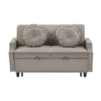 Divano Letto Loveseat con Schienale Regolabile Trapuntato a Bottone, 2 Porte USB e 4 Cuscini
