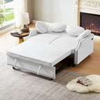Divano Letto Loveseat con Schienale Regolabile Trapuntato a Bottone, 2 Porte USB e 4 Cuscini