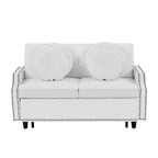 Divano Letto Loveseat con Schienale Regolabile Trapuntato a Bottone, 2 Porte USB e 4 Cuscini
