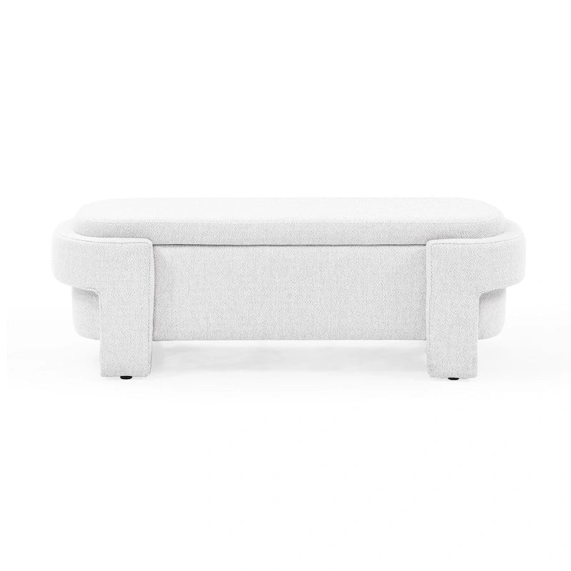 Panca imbottita in lino con ampio spazio contenitore - 51,5L x 20,5W x 17H