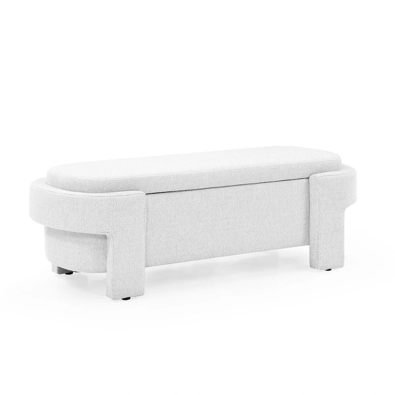 Panca imbottita in lino con ampio spazio contenitore - 51,5L x 20,5W x 17H