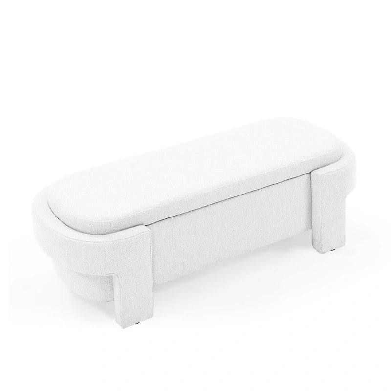 Panca imbottita in lino con ampio spazio contenitore - 51,5L x 20,5W x 17H