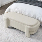 Panca imbottita in lino con ampio spazio contenitore - 51,5L x 20,5W x 17H