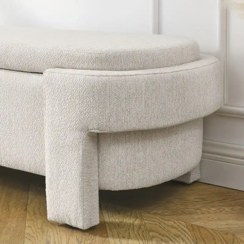 Panca imbottita in lino con ampio spazio contenitore - 51,5L x 20,5W x 17H
