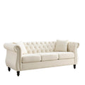Divano Chesterfield grigio, classico design trapuntato a bottoni, 3 posti, divano da salotto