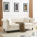 Divano Chesterfield grigio, classico design trapuntato a bottoni, 3 posti, divano da salotto