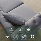 Divano Chesterfield grigio, classico design trapuntato a bottoni, 3 posti, divano da salotto