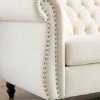Divano Chesterfield grigio, classico design trapuntato a bottoni, 3 posti, divano da salotto